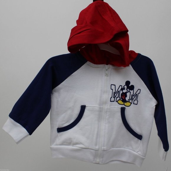 Disney Mickey Mouse hoodie baby boy sweatshirt 3-6 months infant Red white blue